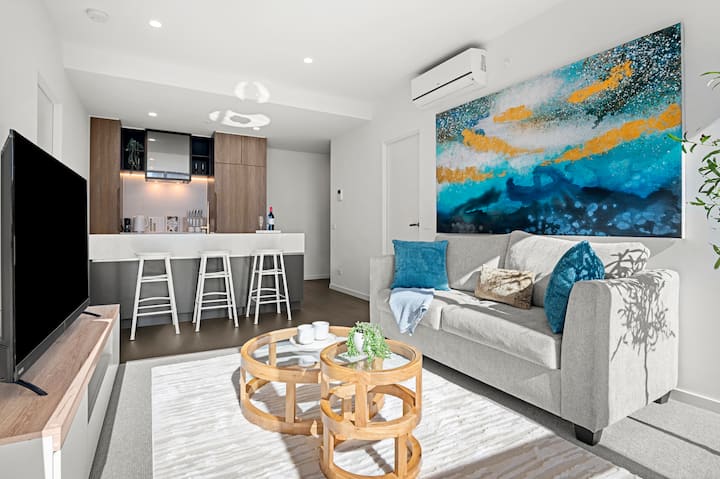 Serene Oasis living space and city outlook